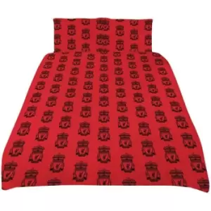 Image of Liverpool FC Reversible Checkerboard Duvet Cover Set (Double) (Grey/Black/Red)