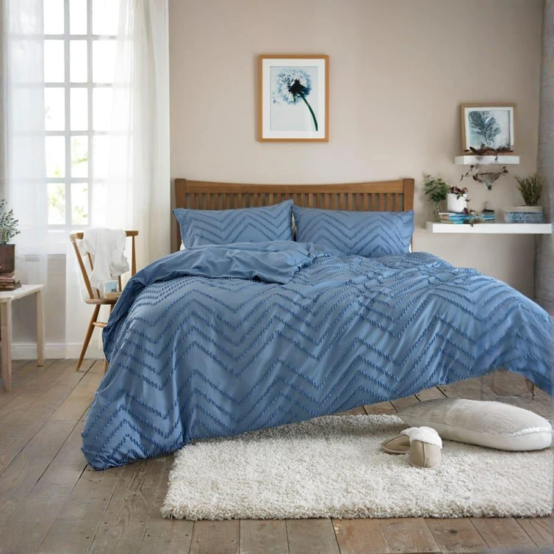 Image of Deyongs Zig Zag Duvet Cover Blue unisex King