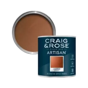 Image of Craig & Rose Artisan Aged Copper Effect Mid Sheen Topcoat Special Effect Paint, 250Ml
