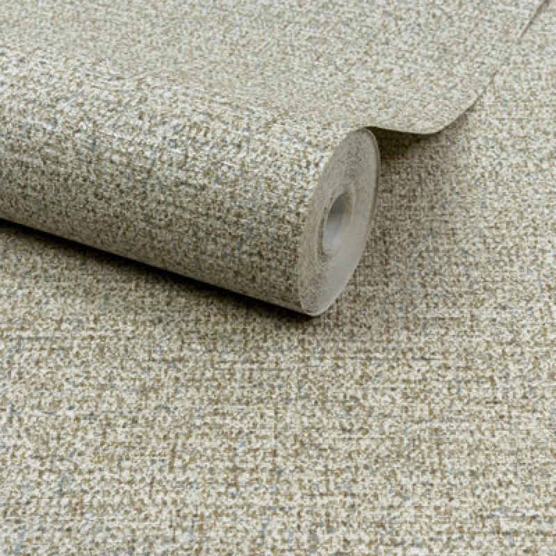 Image of Grandeco Boutique Mysore Twill Plain Fabric Luxury Weight Embossed Wallpaper, Neutral With Blue