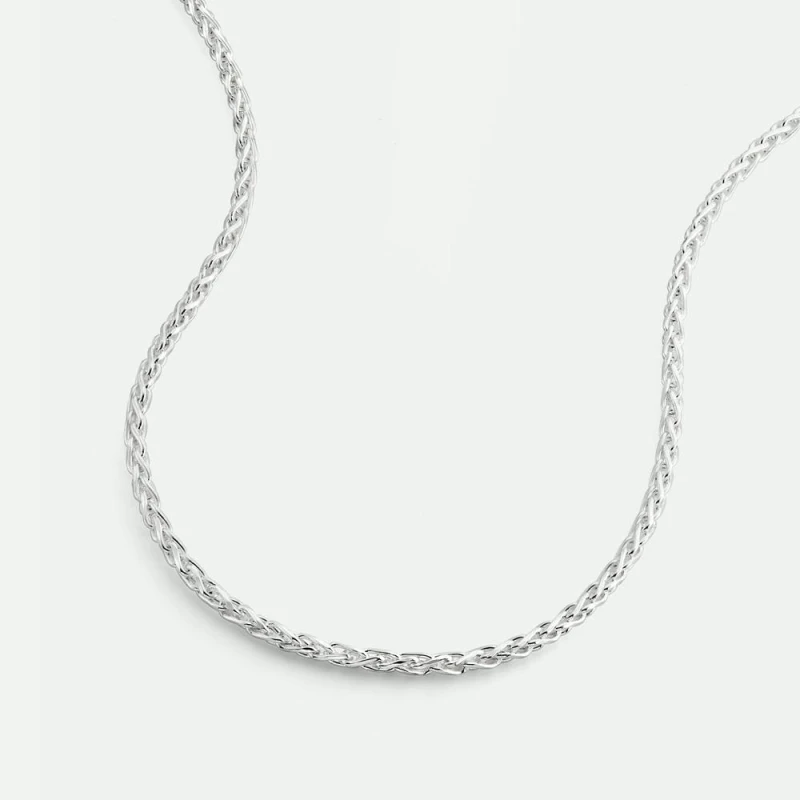 Image of The Fine Collective Womens Sterling Silver Wheat Chain Necklace 18" Size: 18" Silver Female 18"