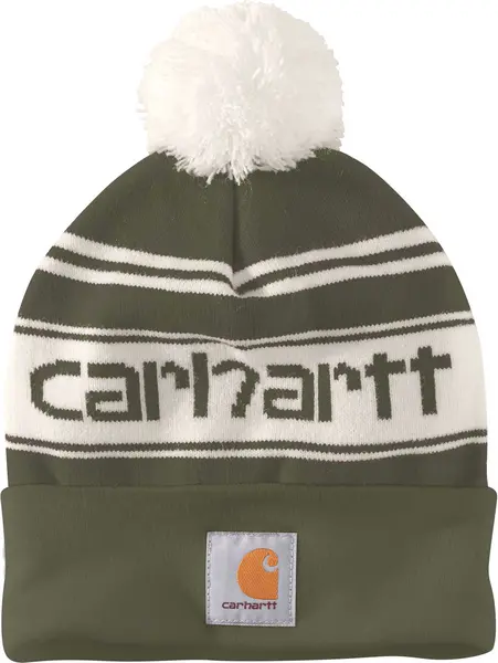 Image of Carhartt Knit Cuffed Logo Beanie, green