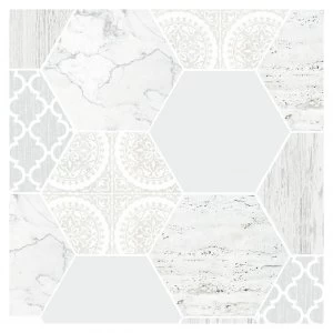 Image of Contour Hexagonal Marble Grey Wallpaper