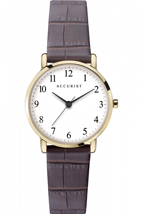 Image of Accurist White And Brown Watch - 8371 - multicoloured