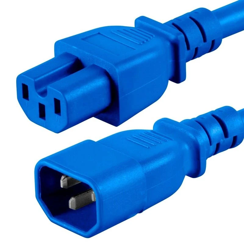 Image of FDL 1M IEC MAINS EXT. CABLE - C14 PLUG TO C15 (HOT) SKT - Blue
