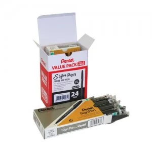Image of Pentel Sign Pen 2.0mm Tip Value Pack Black Ref S52024-A Pack 24
