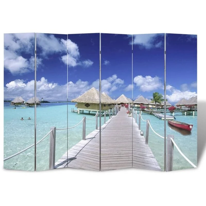 Image of VIDAXL Folding Room Divider 217x170cm Beach Vidaxl 8718475849179