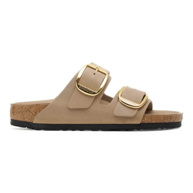 Image of Birkenstock Leather sandals with a large buckle For Her Birkenstock Arizona Marron Female 40 Etroit