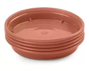 Image of Whitefurze Basic Garden Plant Pot Saucer, 10cm, Set of 5, Terracotta