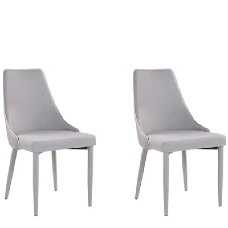 Image of Beliani Set Of 2 Dining Chairs Camino Fabric Light Grey