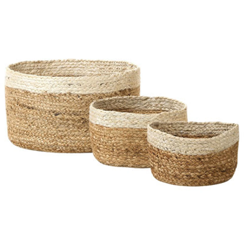 Image of Beliani Set Of 3 Baskets Tajori Jute Natural