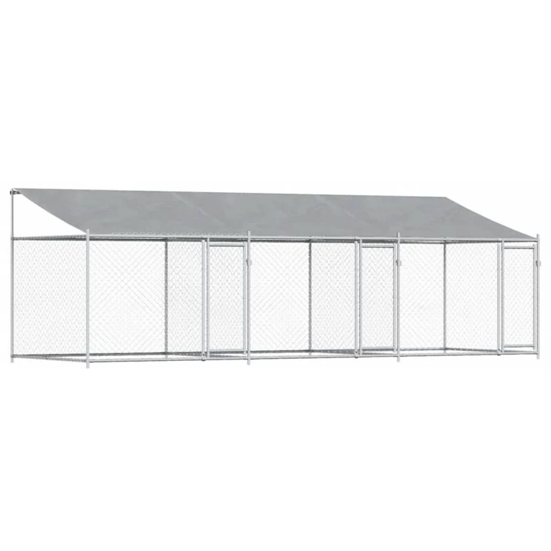 Image of VIDAXL Dog Cage with Roof and Doors Grey 6x2x2 m Galvanised Steel Vidaxl 3209564