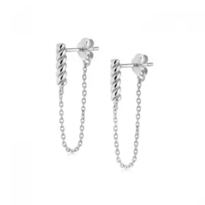 Image of Stacked Rope and Chain Drop Sterling Silver Earrings EB8022_SLV