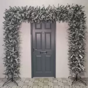 Image of 8ft Indoor Flocked pvc Christmas Tree Arch with Snow Tips and Flat Top