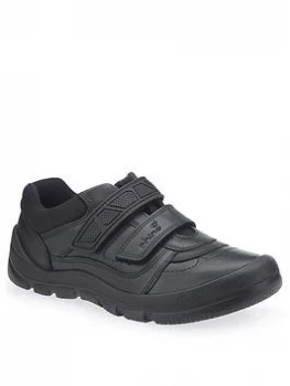 Image of Start-rite Boys Rhino Warrior School Shoes - Black Leather, Size 5 Older