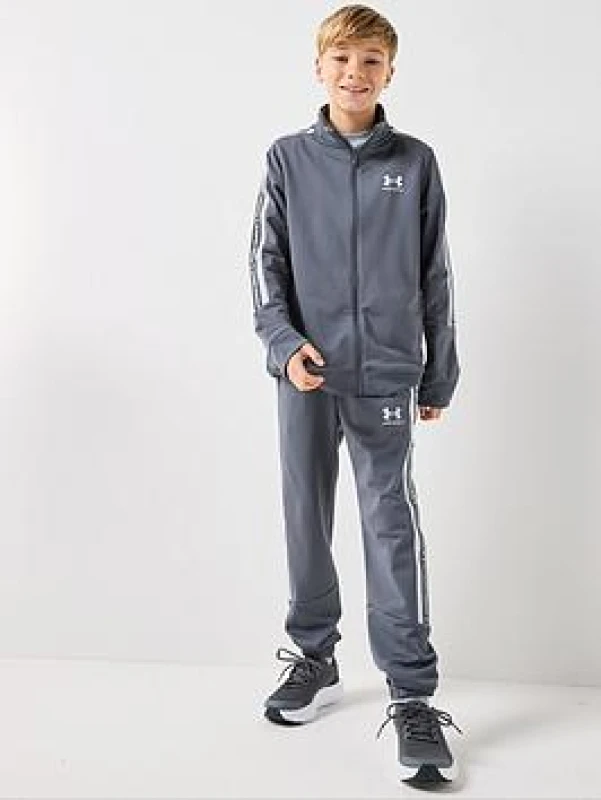 Image of Under Armour Icon Two Piece Tracksuit Set Juniors Woven Tracksuits 7-8 (S) Grey 63835525175
