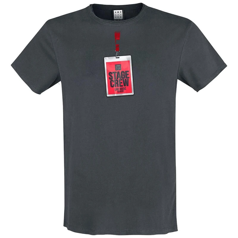 Image of Amplified Amplified Men No Back Stage Passes Double T-Shirt in Charcoal Size: Small Charcoal S Male 5063470346332