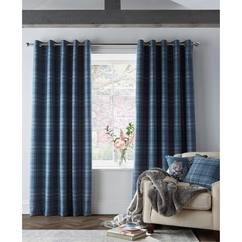 Image of Laura Ashley LA Alfriston Curtains Dark Seaspary unisex 64X90 inch