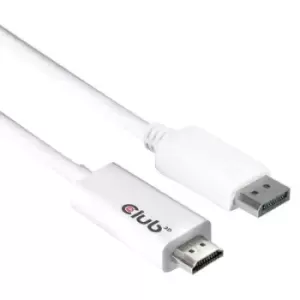 Image of club3D DisplayPort / HDMI Adapter cable DisplayPort plug, HDMI-A plug 3m White CAC-1073 DisplayPort cable