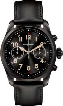 Image of Mont Blanc - Mont Blanc Summit 2 Stainless Steel Black And Leather - Smartwatches - Black
