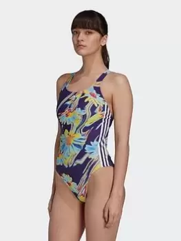 Image of adidas Positivisea 3-stripes Swimsuit, Black/White, Size 38, Women