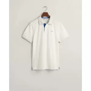 Image of Gant Reg Contrast Pique Ss Rugger Eggshe - White