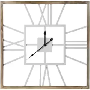 Image of 60cm Silent Large Wall Clock with Roman Numeral, Non Ticking, Distressed - White - Homcom