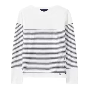 Image of Crew Clothing Womens Cassandra Long Sleeve Slub Breton Navy/White 18