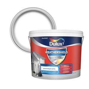 Image of Dulux Weathershield All Weather Protection Pure Brilliant White Textured Masonry Paint 10L