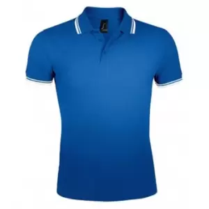 Image of SOLS Mens Pasadena Tipped Short Sleeve Pique Polo Shirt (M) (Royal/White)