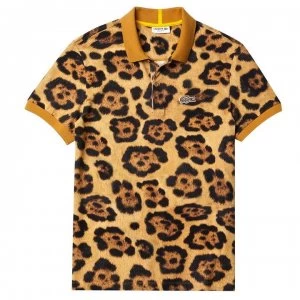 Image of Lacoste Nat Geo Print Polo Shirt - Leopard