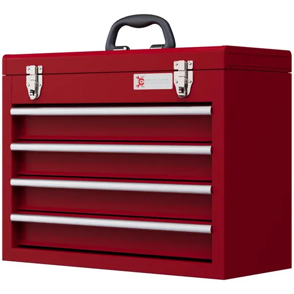 Image of Maplin Maplin Plus 510mm x 220mm x 395mm Portable 4 Drawer Lockable Metal Tool Box (Red) MP419
