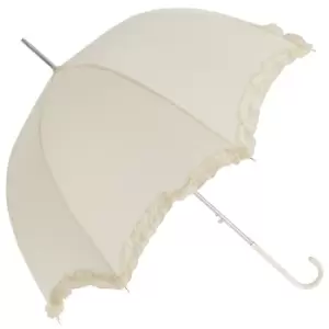 Image of Womens/Ladies White Wedding Umbrella With Frill Trim (One Size) (Ivory)