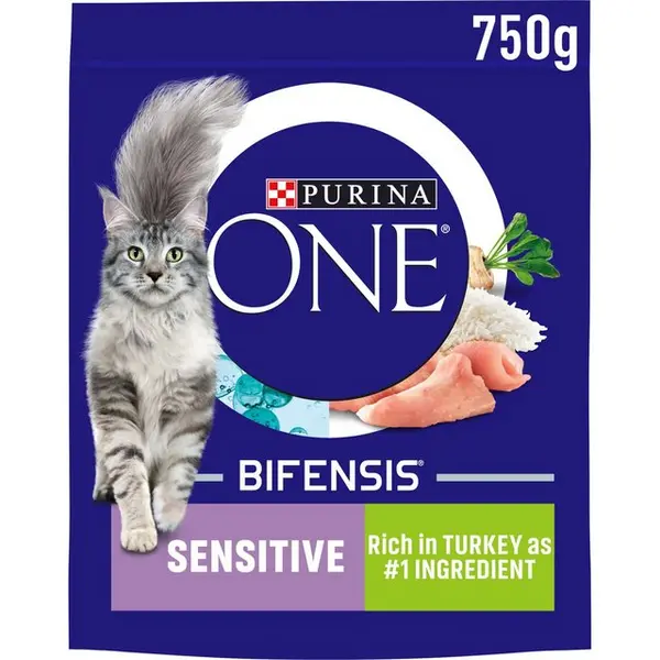 Image of Purina One Sensitive Dry Cat Food Turkey and Rice 750g