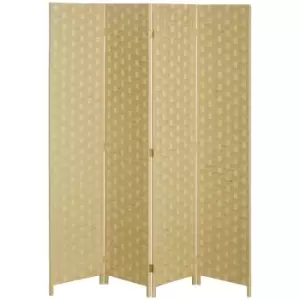 Image of HOMCOM 4-Panel Room Dividers, Wave Fibre Freestanding Folding Privacy Screen Panels, Partition Wall Divider for Indoor Bedroom Office, 170 cm, Brown