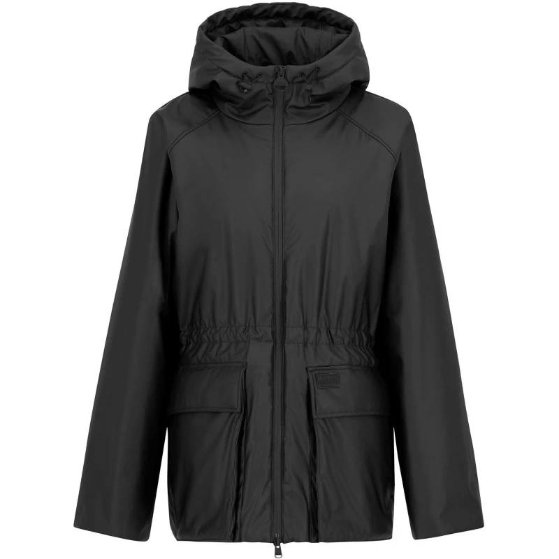 Image of Barbour International Womens Jourdaine Water Resistant Hooded Rain Anorak Black female 16 (XL)