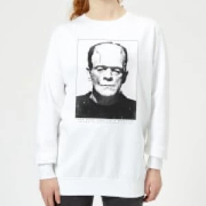 Image of Universal Monsters Frankenstein Portrait Womens Sweatshirt - White - M