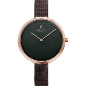 Image of Obaku Dok Walnut Women's Brown Mesh Wristwatch V227LXVNMN