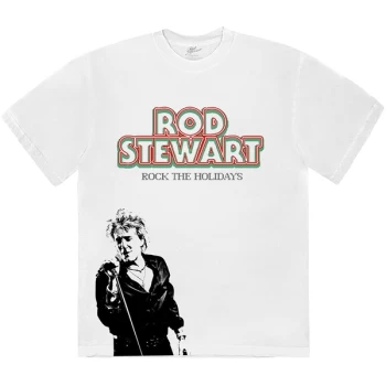 Image of Rod Stewart - Rock The Holidays Unisex Medium T-Shirt - White