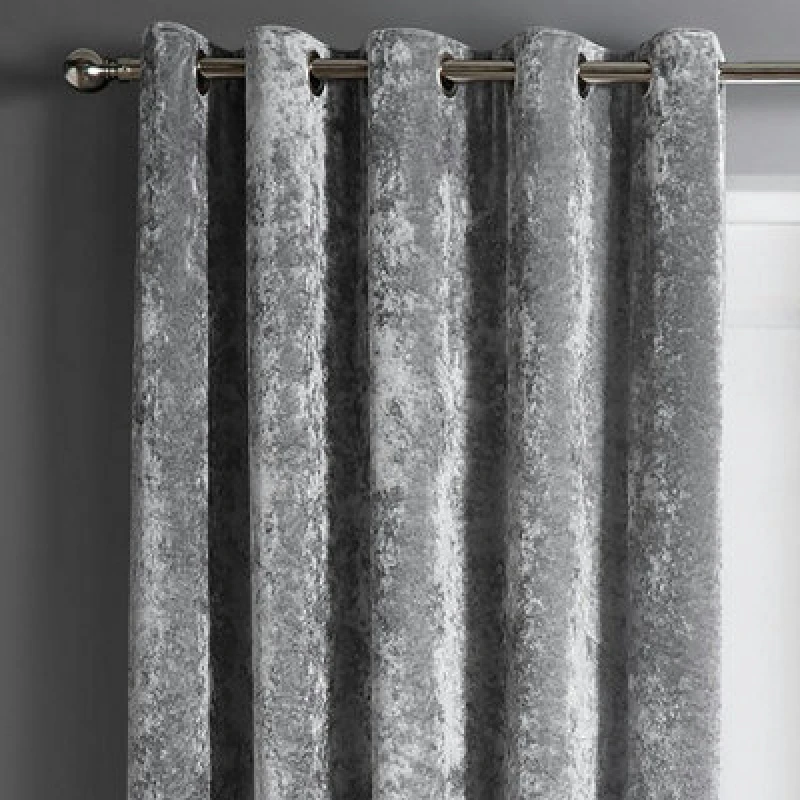 Image of Intimates Crushed Velvet Ready Made Eyelet Curtains - Silver
