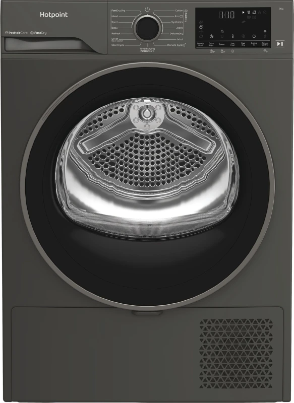 Image of Hotpoint CHD94MGBSUK Fabric Care 9KG Heat Pump Tumble Dryer with HomeWhiz - Graphite