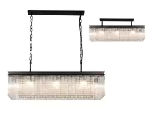 Image of Rectangular Ceiling Pendant, 11 Light E14, Brown Oxide