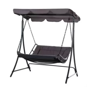 Image of Outsunny - 2 Seater Canopy Swing Chair Garden Hammock Bench Outdoor Lounger Grey - Grey