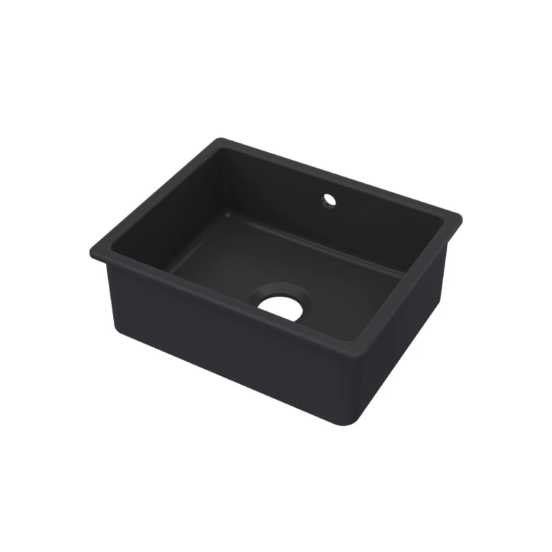 Image of Balterley Fireclay Single Bowl Undermount Kitchen Sink Soft Black 548mm Black