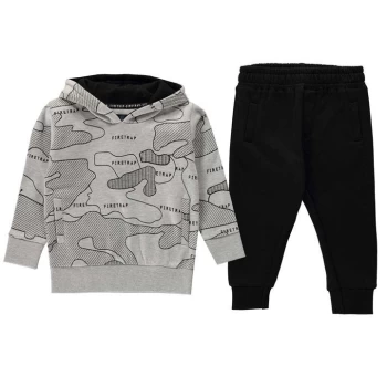 Image of Firetrap 2 Piece Jogger Set Baby Boys - Grey Marl/Black