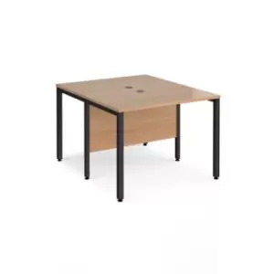 Image of Office Desk 2 Person Rectangular Desk 1000mm Beech Tops With Black Frames 1200mm Depth Maestro 25