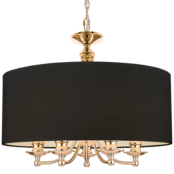 Image of Abu Dhabi 5 Light Cylindrical Pendant Ceiling Light Gold, E14