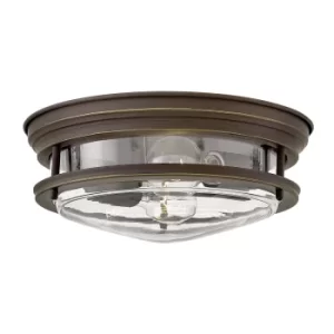 Image of Hinkley Hadrian 2 Light Flush Mount Oil Rubbed Bronze with Glass IP44