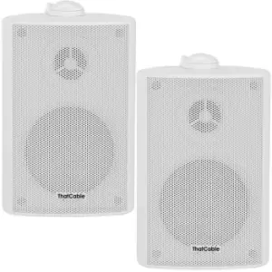 Image of (PAIR) 2x 3" 60W White Outdoor Rated Speakers Wall Mounted HiFi 8Ohm & 100V