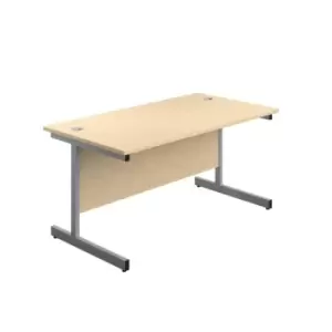 Image of 1400 X 800 Single Upright Rectangular Desk Maple-Silver
